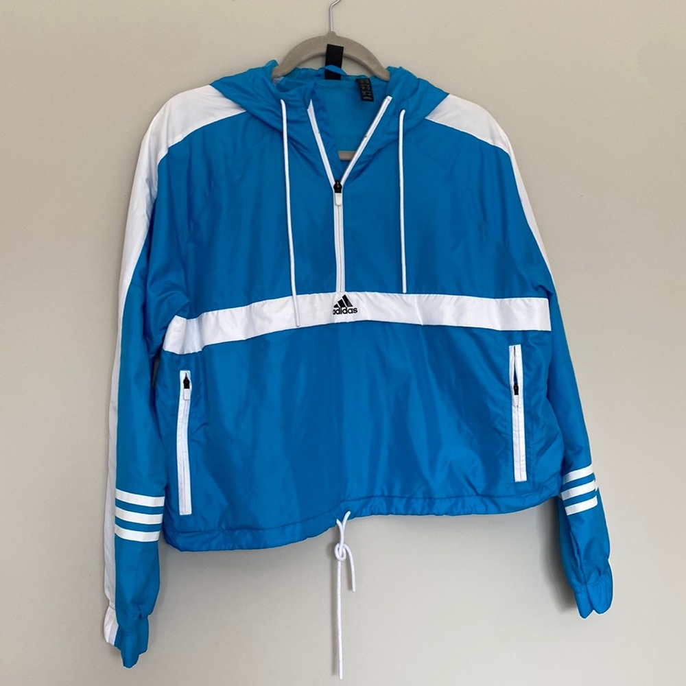 cropped adidas half zip windbreaker